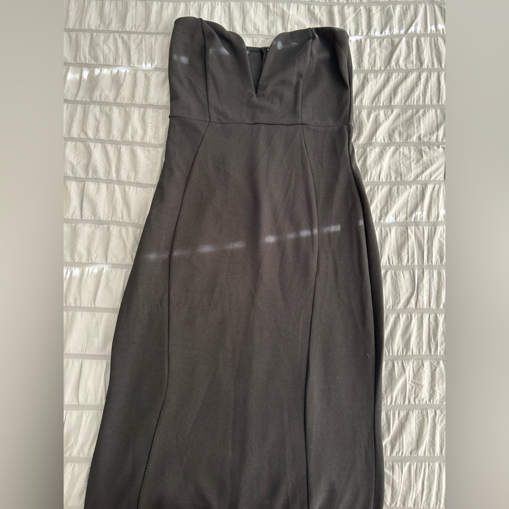 Black long v neck dress
